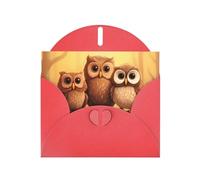 Red JKIEGOQ - Tarjeta de felicitación con diseño de búhos de dibujos animados marrones de 4 x 6 pulgadas para Navidad, día de San Valentín, boda, tarjetas de invitación de fiesta