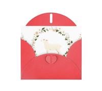 Red JKIEGOQ - Tarjeta de felicitación con estampado de cordero en las flores, 10 x 15 cm, para Navidad, día de San Valentín, boda, tarjetas de invitación a fiestas
