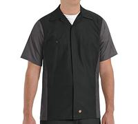 Red Kap Camisa de Manga Corta con Botones para Hombre, Negro/Carbón, XL