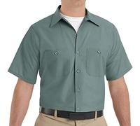 Red Kap Camisa de Trabajo Industrial para Hombre, Ajuste Regular, Manga Corta, botón utilitario, Verde Claro, 3XL