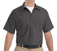 Red Kap Camisa de trabajo industrial para hombre, corte normal, manga corta, Carbón vegetal, Small