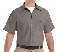 Red Kap Camisa de Trabajo Industrial para Hombre, Corte Normal, Manga Corta, Gris, X-Large