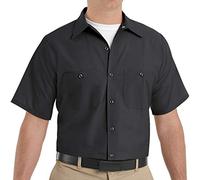 Red Kap Camisa de Trabajo Industrial para Hombre, Corte Normal, Manga Corta, Negro -, Medium