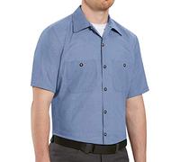 Red Kap Performance Tech 7 Button Shirt Camisa con Cuello Abotonado de Trabajo, Azul/Carbón, XXL para Hombre