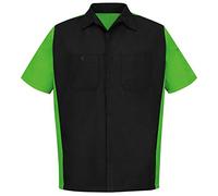 Red Kap Short Sleeve Two-Tone Crew Shirt Camisa, Negro/Lima, XL Unisex Adulto