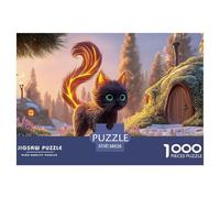 Red Kitty with Glowing Eyes 1000 Piezas Cartón Rompecabezas Hobbit-Style Village Imposible, Difícil Juego Creativo Puzzle para Niños Pequeños 38x26cm/1000pcs