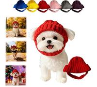 Red Knit Dog Beanie with Ear Flaps,Cute Pet Knitted Snood with Ears Holes,Dogs Cozy Warm Winter Hat,Soft Breathable Pets Headband Stretchy Ear Cover Cap for Dog Cat (Red)