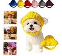 Red Knit Dog Beanie with Ear Flaps,Cute Pet Knitted Snood with Ears Holes,Dogs Cozy Warm Winter Hat,Soft Breathable Pets Headband Stretchy Ear Cover Cap for Dog Cat (Yellow)