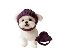 Red Knit Dog Beanie with Ear Flaps - Dog Warm Winter Hat with Ear Holes, Kawaii Windproof Beanie for Small Dogs, Adorable Outfits Unique to Dogs (Purple)