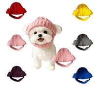 Red Knit Dog Beanie with Ear Flaps, Dogs Knitted Hat, Warm Knitting Wool Hats for Small & Medium Pet Hat, Washable Soft Stretchy Puppy Knit Cap, Cute Dog Fashion Accessory (Pink)