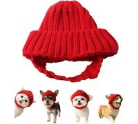 Red Knit Dog Beanie with Ear Flaps - Warm Winter Hat, Cozy Pet Knits Hats Soft and Stretchy, Warm Winter Pet Hats, for Cold Weather Outdoor Walks