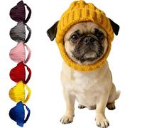 Red Knit Dog Beanie with Ear Flaps - Warm Winter Hat, Crocheted Snood Winter Warm Ear Flap Hat, Soft Knitted Hat Pet Cap,Turn Your Pup into The Season’s Cute Star (Yellow)