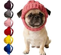 Red Knit Dog Beanie with Ear Flaps - Warm Winter Hat, Crocheted Snood Winter Warm Ear Flap Hat, Soft Knitted Hat Pet Cap,Turn Your Pup into The Season’s Cute Star (Pink)