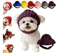 Red Knit Dog Beanie with Ear Flaps - Warm Winter Hat, New Pet Headwear, for Cold Weather Outdoor, Cozy Stretchy Earflap Headgea, There Will Be No Feeling of Constraint (Purple)