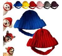Red Knit Dog Beanie with Ear Flaps - Warm Winter Hat, New Pet Headwear, for Cold Weather Outdoor, Cozy Stretchy Earflap Headgea, There Will Be No Feeling of Constraint (2PCS-C)