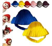 Red Knit Dog Beanie with Ear Flaps - Warm Winter Hat, New Pet Headwear, for Cold Weather Outdoor, Cozy Stretchy Earflap Headgea, There Will Be No Feeling of Constraint (2PCS-A)