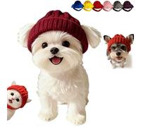 Red Knit Dog Beanie with Ear Flaps, Warm Winter Hat, Pet Knitted Snood with Ears Holes, Cute Snoods for Dogs, Cozy Stretchy Puppy Cap for Cold Weather (Maroon)