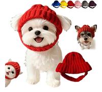 Red Knit Dog Beanie with Ear Flaps, Warm Winter Hat, Pet Knitted Snood with Ears Holes, Cute Snoods for Dogs, Cozy Stretchy Puppy Cap for Cold Weather (Red)