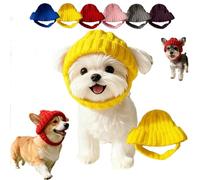 Red Knit Dog Beanie with Ear Flaps - Warm Winter Hat, Red Knit Dog Beanie with Ear Flaps, Reds Cozy Pet Knits Hat, Soft Cute Snood Wrap for Pets, Anti-Drop Design (Yellow)