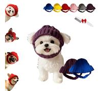 Red Knit Dog Beanie with Ear Flaps - Warm Winter Hat, Soft Knitted Hat Pet Cap, Pet Knitted Snoods with Ears Holes for Cold Weather Outdoor Walks & Photos, Indoor Outdoor Use (Blue+Purple)