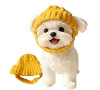 Red Knit Dog Beanie with Ear Flaps-Warm Winter Hat, Stretchy Knit Soft Ear Flaps Beanie for Pet, Small Dogs & Cat (Yellow)