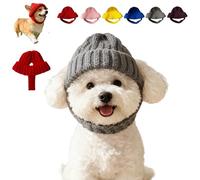 Red Knit Dog Beanie with Ear Flaps, Washable Soft Stretchy Puppy Crocheted Cap, Warm Cozy Winter Headband Pets Hat, for Indoor Outdoor Cold Weather Use
