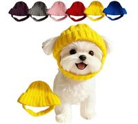 Red Knit Dog Beanie with Ear Flaps,Winter Warm Knitted Pet Hat,Cute Pet Snood Warmer Hats with Ears Holes,Christmas Stretchy Ear Cover Cap for Dogs,Soft Puppy Neck Scarf Decoration Cloth (Yellow)