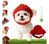 Red Knitted Dog Hat with Ear Flaps - Warm Winter Hat, Christmas Hats For Dogs, Warm Dog Hats, Cozy and Totally Cute, Yourdog - The Star In Front of The Camera! (Red)