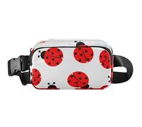 Red Ladybug - Cangurera para mujer, impermeable, riñonera, bonita riñonera de viaje, mariquita roja abstracta blanca, 8 x 5.3 x 2.3 pulgadas, divertida y linda, mariquita roja abstracta blanca, 8 x