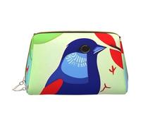 Red Leaf Bird - Bolsa de cosméticos portátil y bolsa de cosméticos de viaje, unisex, cierre de cremallera, adecuada para uso diario, White, Talla única
