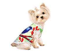 Red Leaf Bird Pet - Camiseta transpirable sin mangas para perros y gatos pequeños, suave, cómoda, elegante