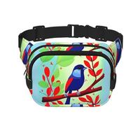 Red Leaf Bird - Riñonera cuadrada de doble capa con correa ajustable para actividades al aire libre, color negro, talla única, Black, Talla única