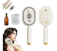 Red Light Electric Spray Air Cushion Massage Comb, Hair Brush with Water Spray, Electric Hair Brush for Women, Scalp Massager, Detangling Steam for Curly, Wavy, Thick & Afro (Beige)