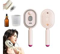 Red Light Electric Spray Air Cushion Massage Comb, Hair Brush with Water Spray, Electric Hair Brush for Women, Scalp Massager, Detangling Steam for Curly, Wavy, Thick & Afro (Pink)