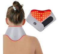Red Light Therapy para Cuello, 3-en-1 con 147 Chips LED, Control Remoto Recargable, Temporizador, Terapia Portátil de Luz Roja 660nm & Infrarroja 850nm para Cuello y Hombros (Gris)