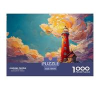 Red Lighthouse Stands Tall on The Coast 1000 Piezas Papel Ecológico Rompecabezas Red Lighthouse Liberador De Estrés Juego Familiar Puzzle para Niños Pequeños 70x50cm/1000pcs