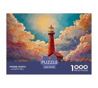 Red Lighthouse Stands Tall on The Coast 1000 Piezas Papel Ecológico Rompecabezas Red Lighthouse Liberador De Estrés Juego Creativo Puzzle para Adultos Y Niños 70x50cm/1000pcs