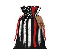 Red Line - Bolsas de regalo de Navidad con cordón para bomberos, bolsas de regalo reutilizables para regalos, fiesta de Navidad, vacaciones