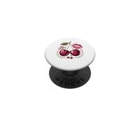 Red Lips and Cherries Cherry Lover Fruit Retro PopSockets PopGrip Adhesivo