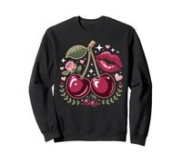 Red Lips and Cherries Cherry Lover Fruit Retro Sudadera