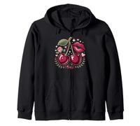 Red Lips and Cherries Cherry Lover Fruit Retro Sudadera con Capucha