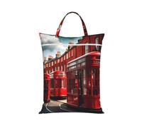 Red London Street Print - Bolsa de lavandería de viaje, plegable, ligera, camping, playa, dormitorio, escapadas de fin de semana