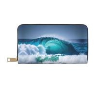 Red London Street Print - Cartera de viaje larga de piel sintética con cremallera diseñada para mujeres, Ocean Wave, Talla única