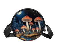 Red Lotus Circle - Bolso cruzado para mujer con cremallera y correas ajustables para el hombro, Mushroom Moon, 7x1.8 in