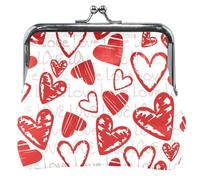 Red Love Doodles - cartera de piel con hebilla de beso para mujer, color blanco, Red Love Doodles White, UNITALLA, Classic, Red Love Doodles White, UNITALLA, Classic