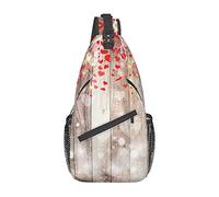 Red Love Heart Leopard Lips Sling Bag, Mochila de Hombro Paquete de Pecho Causal Crossbody Daypack para Mujeres Hombres Senderismo Viajes
