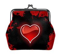 Red Love Heart Monedero Kiss Lock Change Monedero Vintage Trinkets Pouch