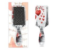 Red Love Heart Paris - Cepillo de pelo de la Torre Eiffel para mojado y seco, con cojín de aire, cepillo de plástico desenredante para niños y adultos, regalo de vuelta a la escuela, mujeres y hombres