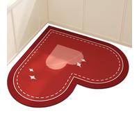 Red Love Mat, Quick Drying, Super Absorbent, Non Slip Function, Professional Home Gear, Romantic Bathroom Tool For Decorating Floors And Kitchens With A Soft Heart Design For Doorways or Entryways