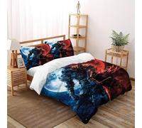 Red Luna Caballero Juego De Funda para Edredón 3 Piezas 3D Impresa Gothic Themes con Cremallera Y Funda De Almohada Double（200x200cm） Microfibra Juego De Cama para
